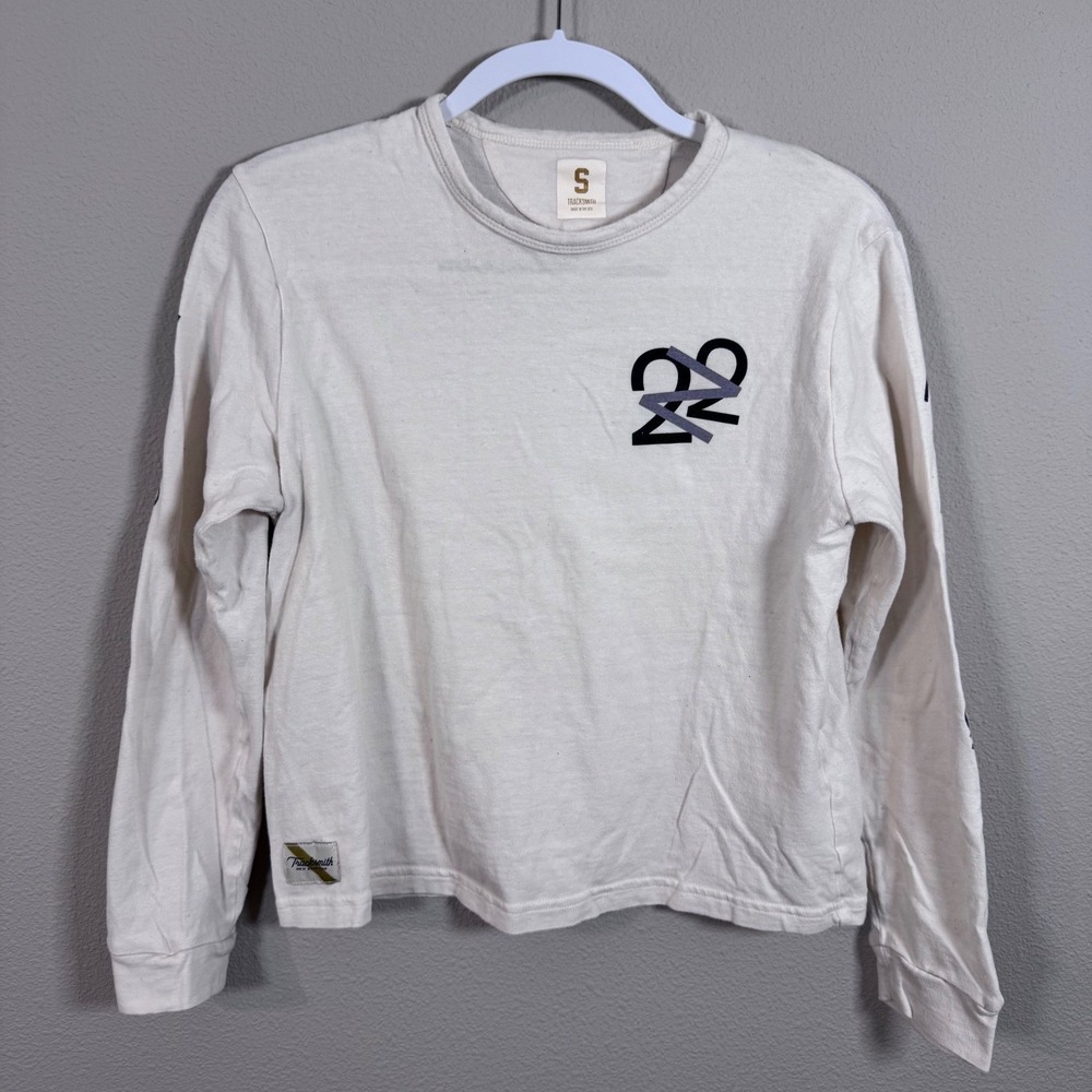 Tracksmith No Days Off Cotton Long Sleeve Winter Running Shirt Cream Men's S